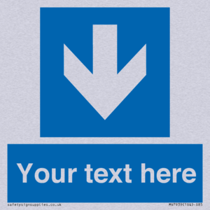 Custom Mandatory directional sign, blue arrow down